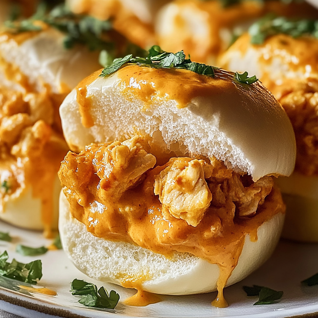 Recipe preparation for Buffalo Chicken Sliders Hawaiian