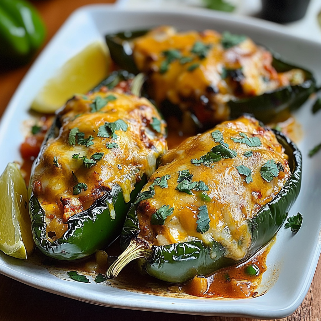 Recipe preparation for Chicken Stuffed Poblano Peppers