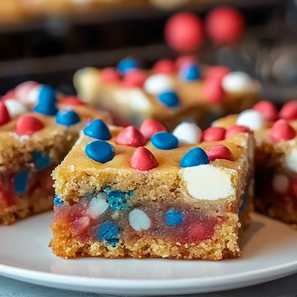 Recipe preparation for 4th of July Cake-Mix Cookie Bars