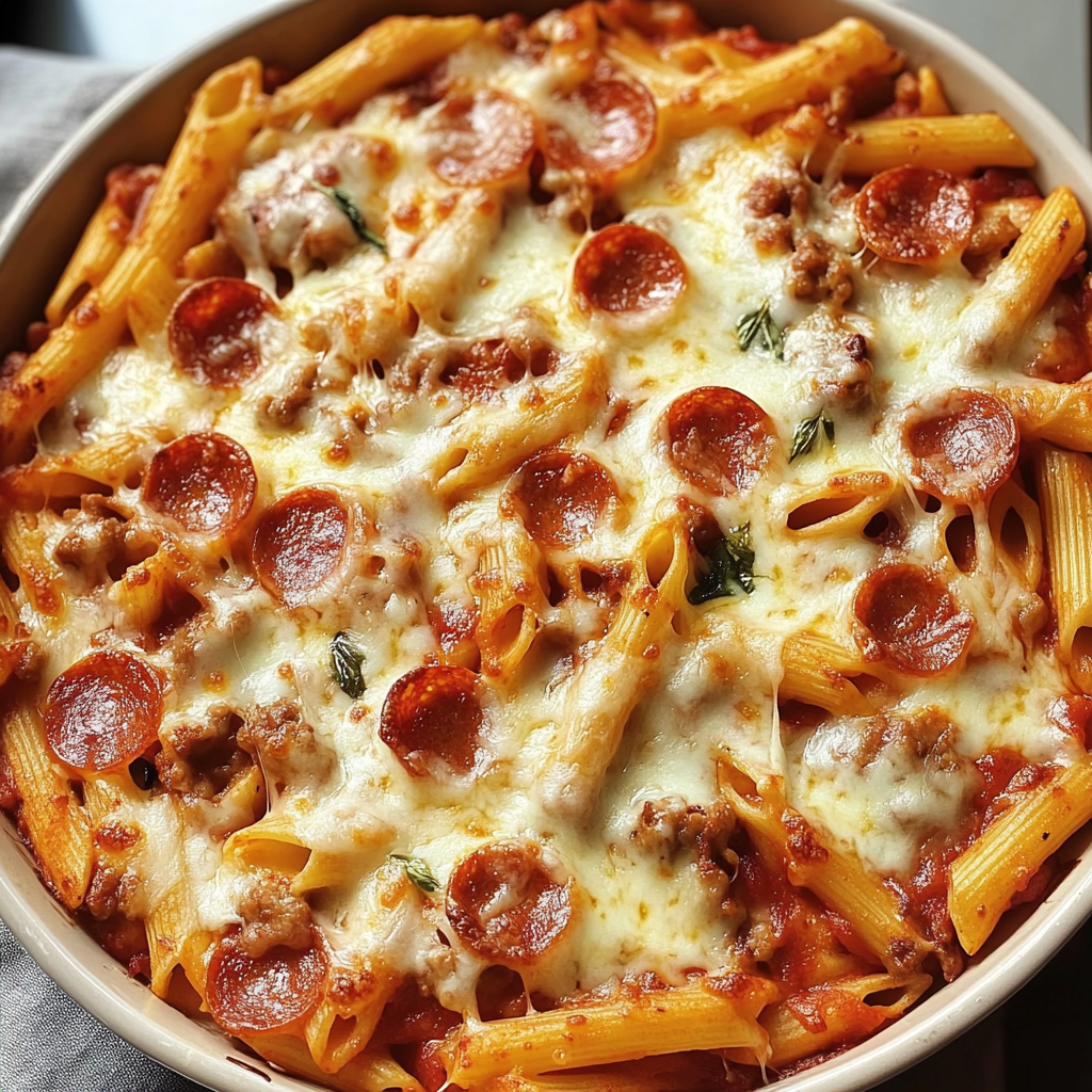 Recipe preparation for Pizza Pasta Bake