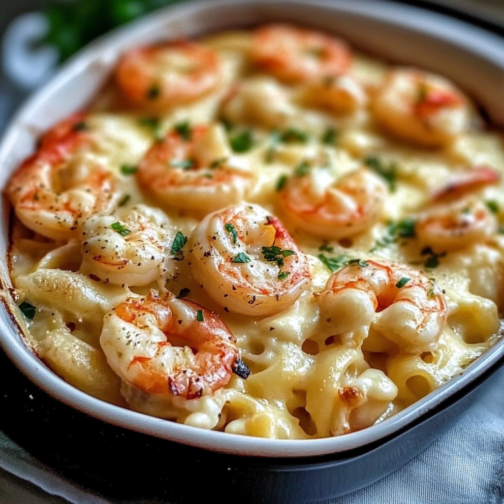 Recipe preparation for Easy and Delicious Shrimp Scampi Pasta Bake