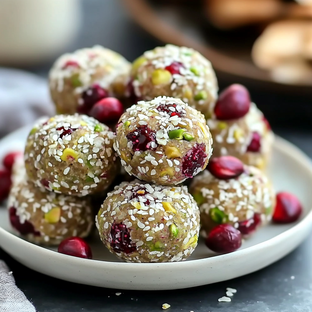 Recipe preparation for Cranberry Pistachio Energy Bites
