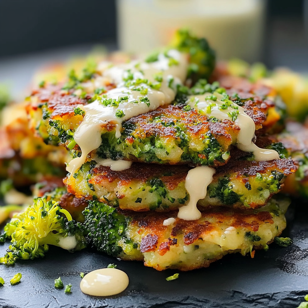 Recipe preparation for Cheesy Broccoli Fritters Delight