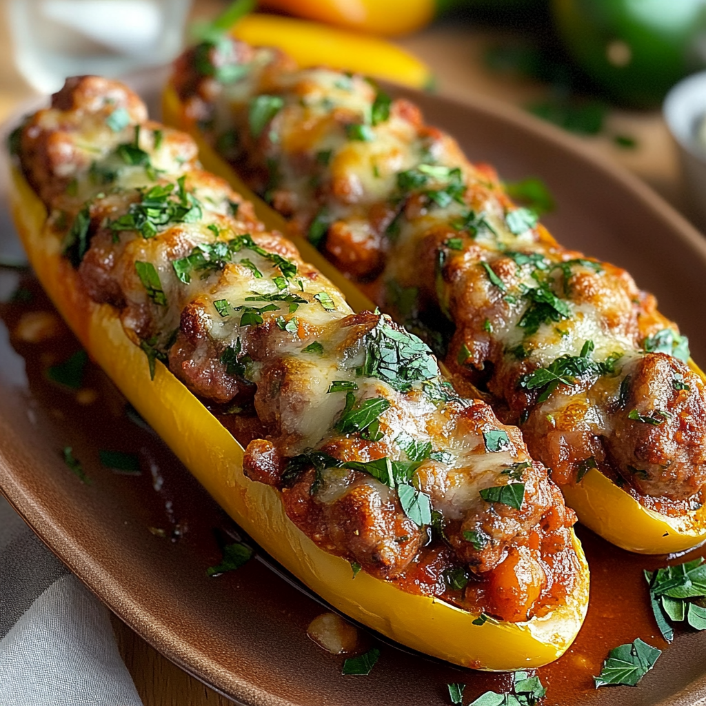 Recipe preparation for Tasty Italian Sausage Boats