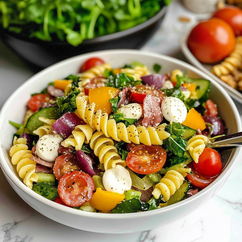 Recipe preparation for Italian Pasta Salad Recipe