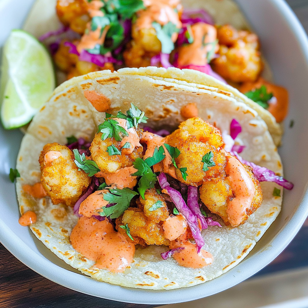 Recipe preparation for Air Fryer Bang Bang Shrimp Tacos Recipe