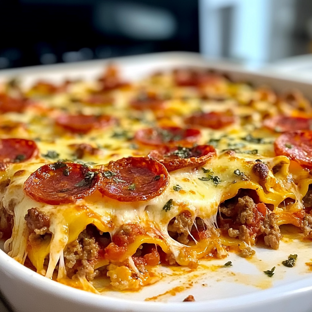 Recipe preparation for Meat Lovers Pizza Casserole Recipe