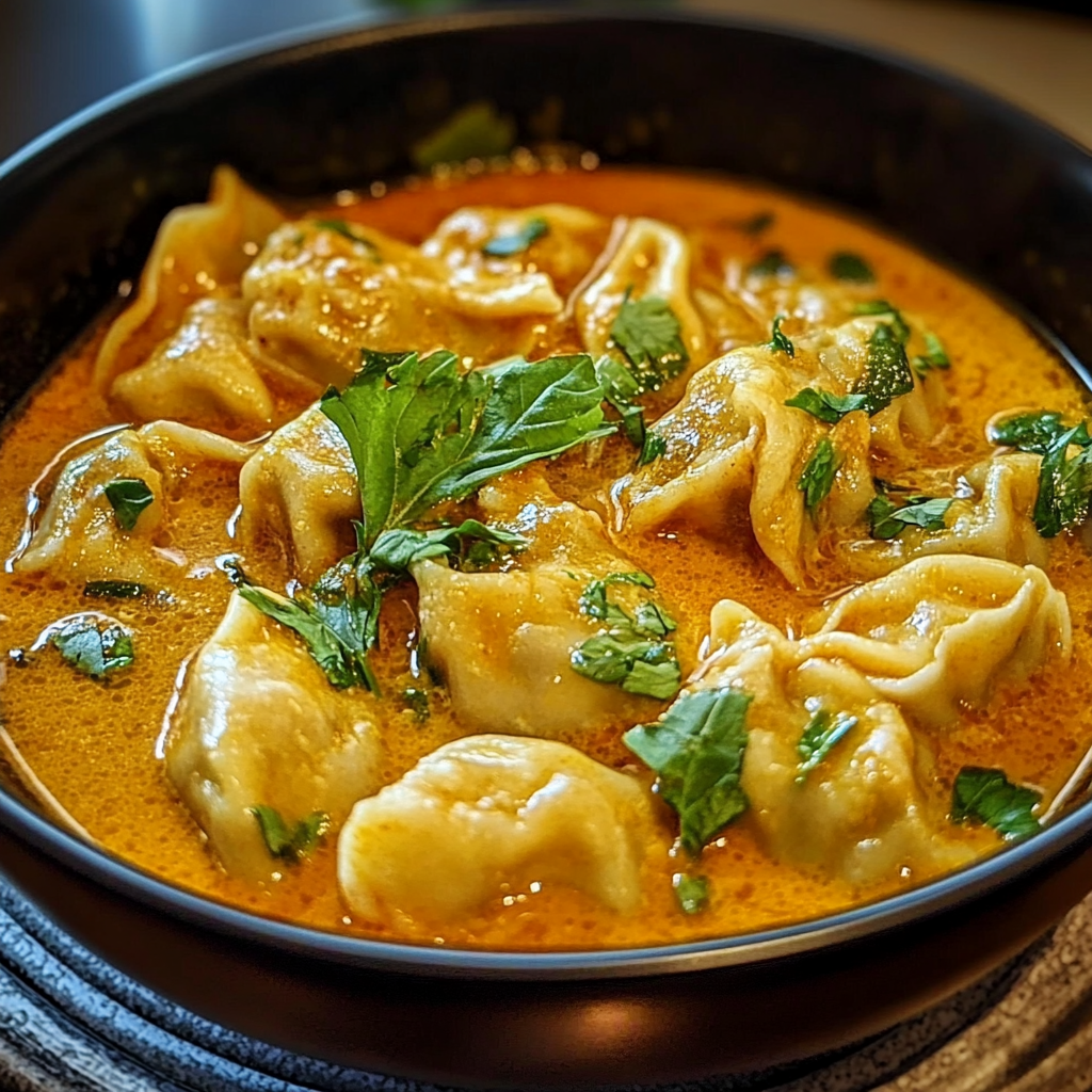 Recipe preparation for Thai Red Curry Dumpling Soup Recipe