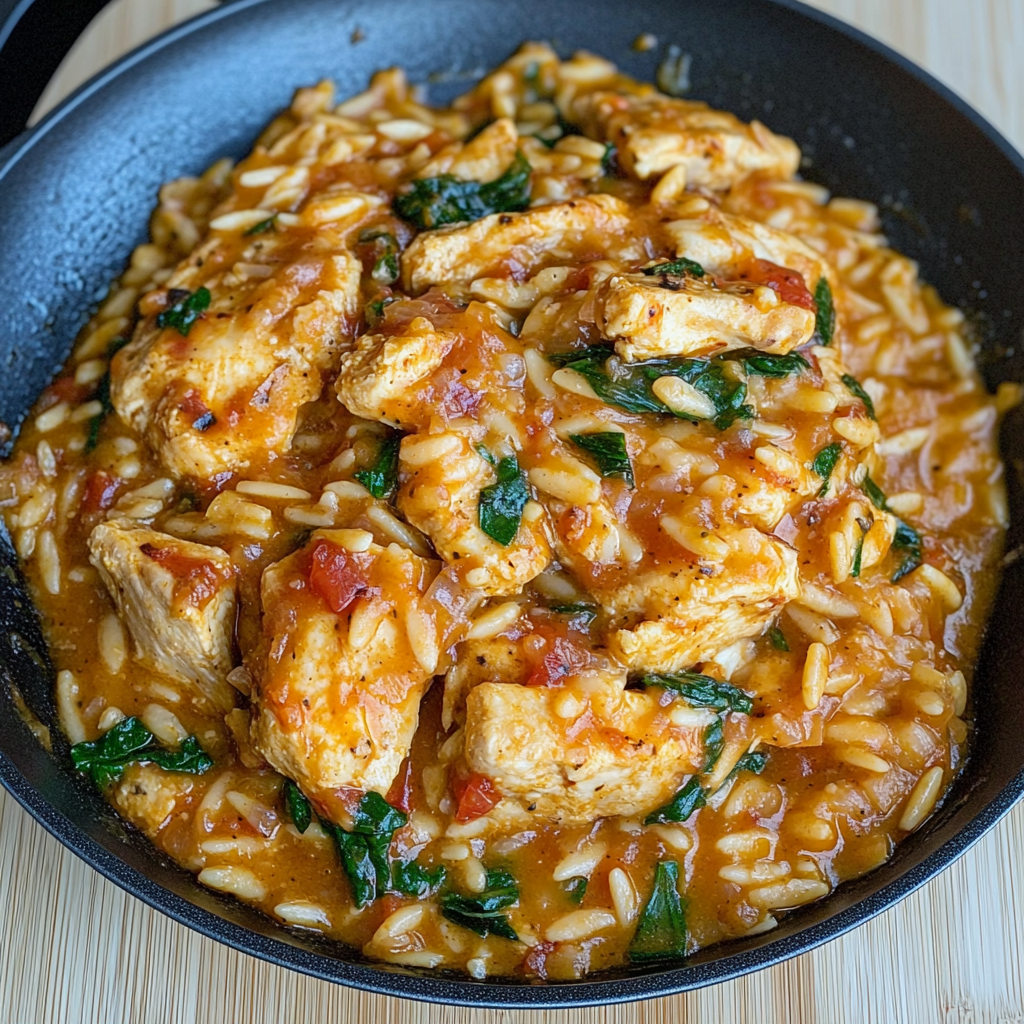 Recipe preparation for Marry Me Chicken Orzo Recipe