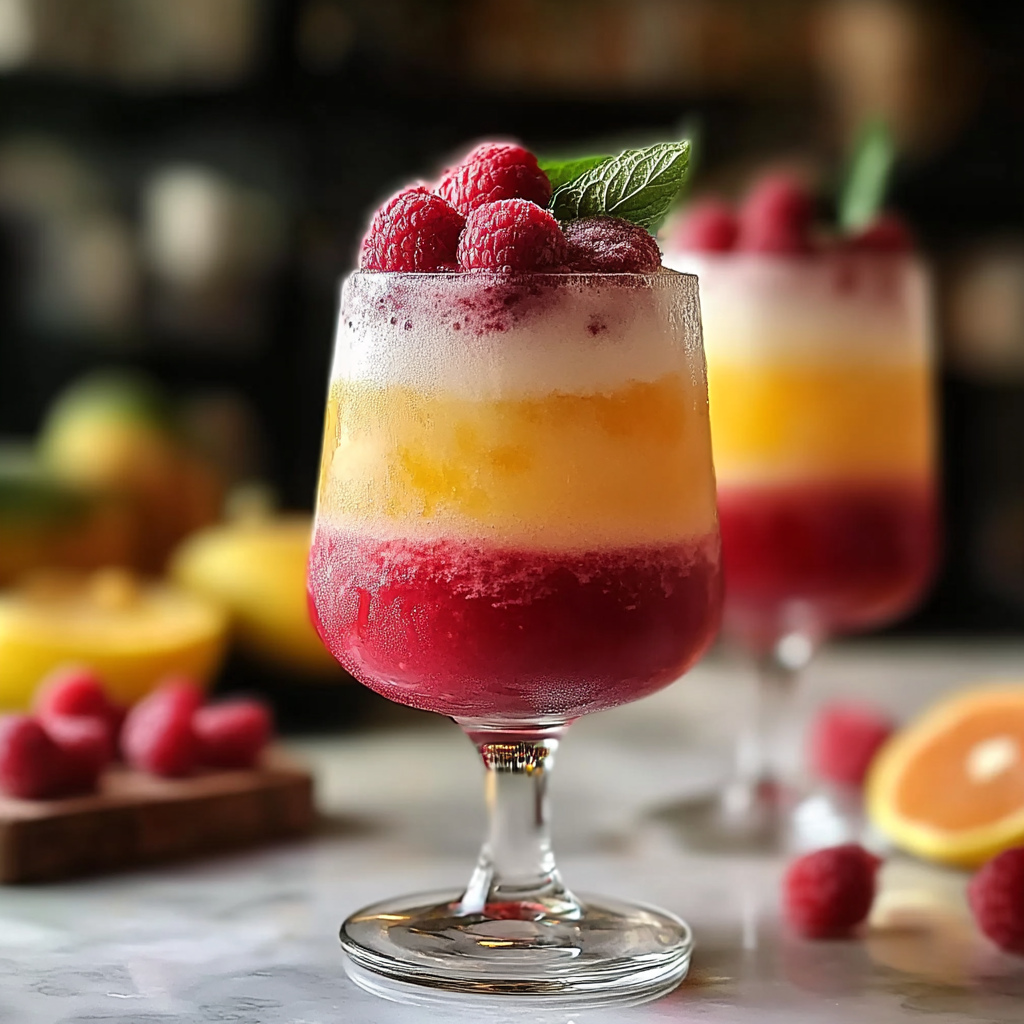 Recipe preparation for Raspberry Mango Daiquiris