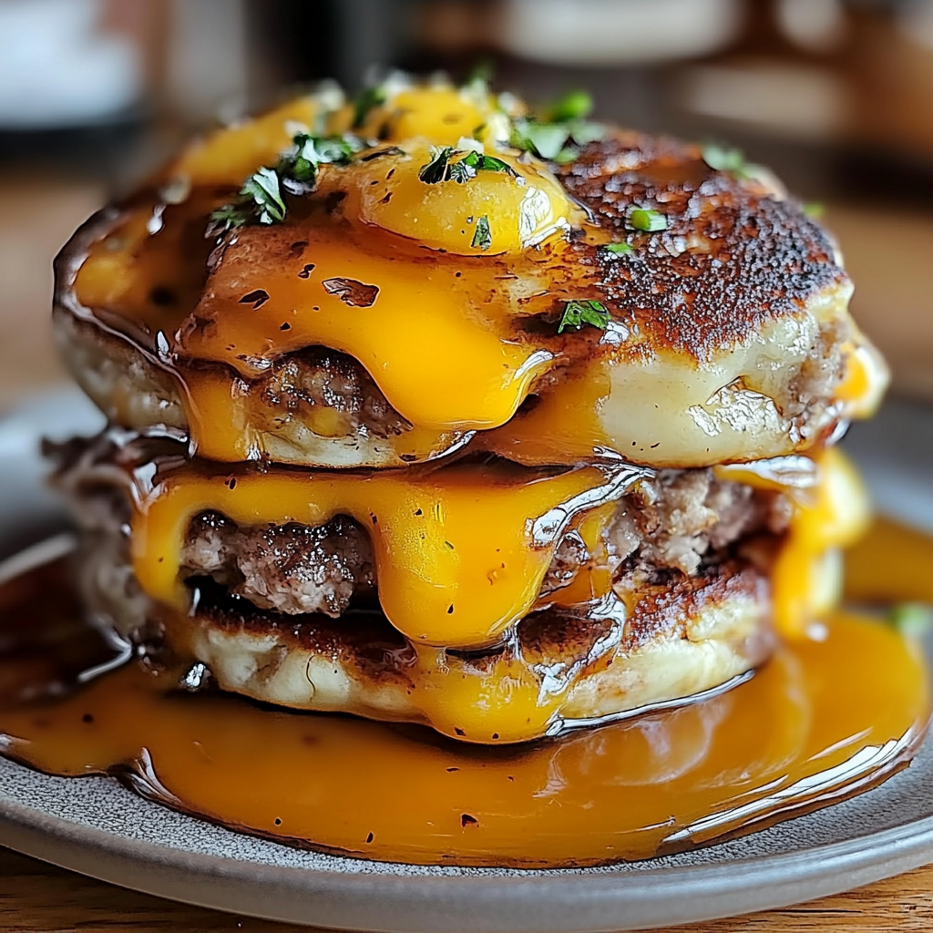 Recipe preparation for Smash Burger Pancakes Fusion