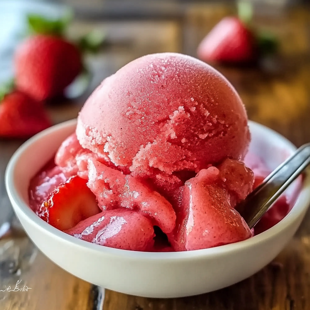 Recipe preparation for Strawberry Sorbet Recipe