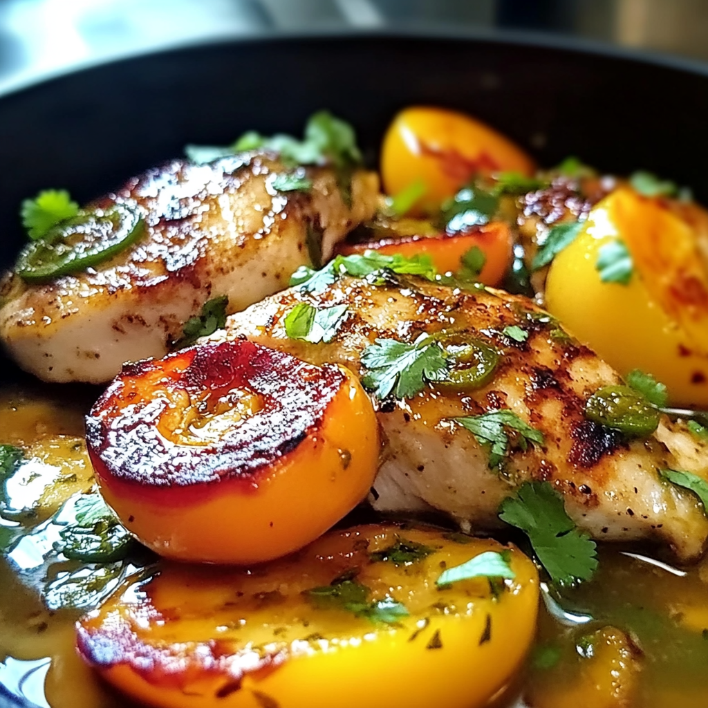 Recipe preparation for Jalapeno Peach Chicken