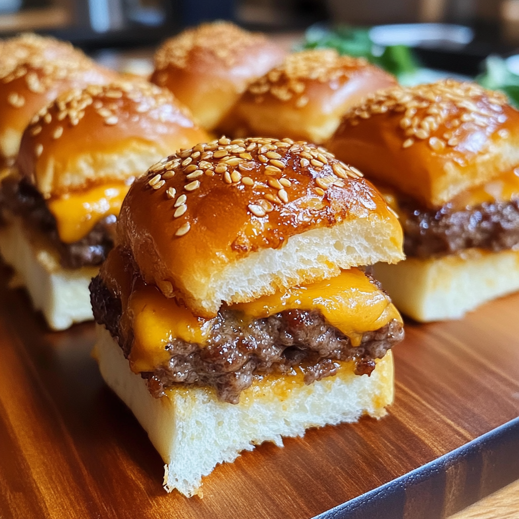Recipe preparation for Cheeseburger Sliders with Hawaiian Rolls