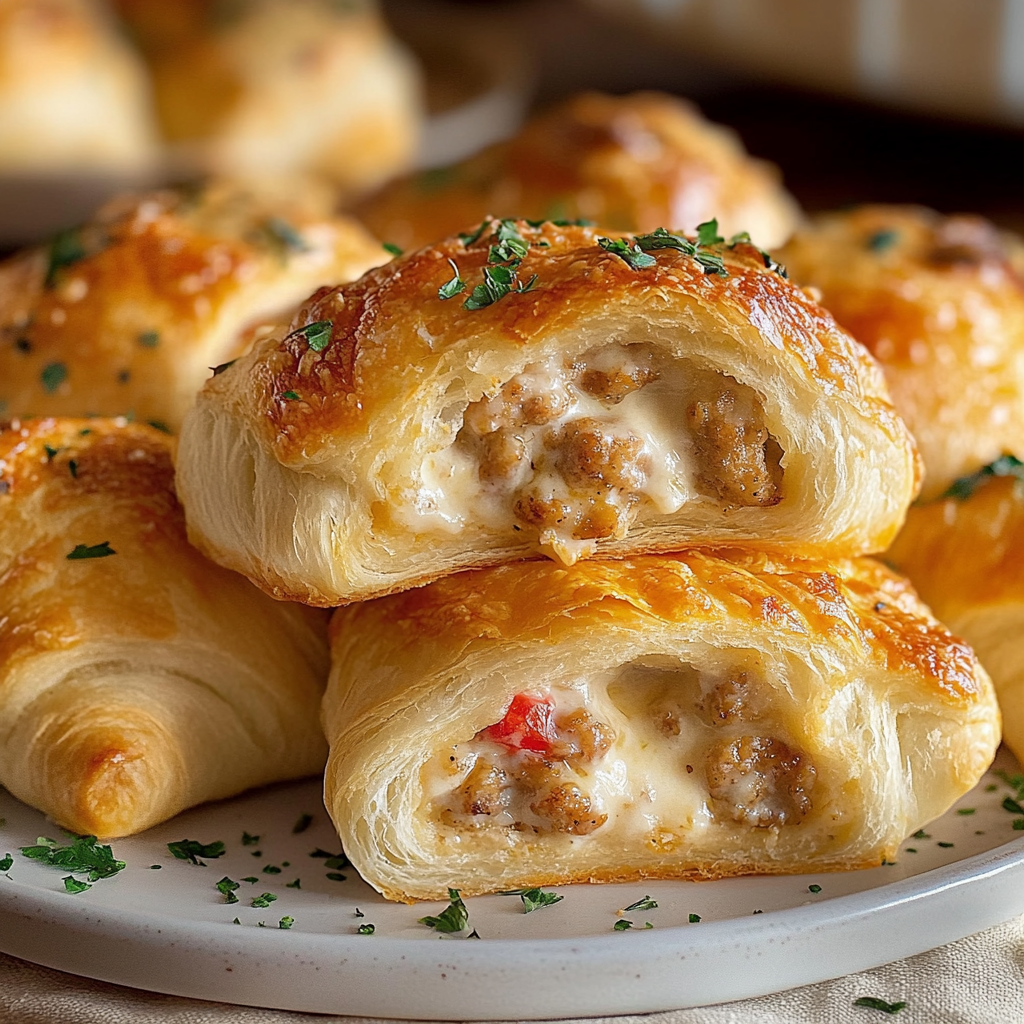 Recipe preparation for Sausage Cream Cheese Crescent Rolls