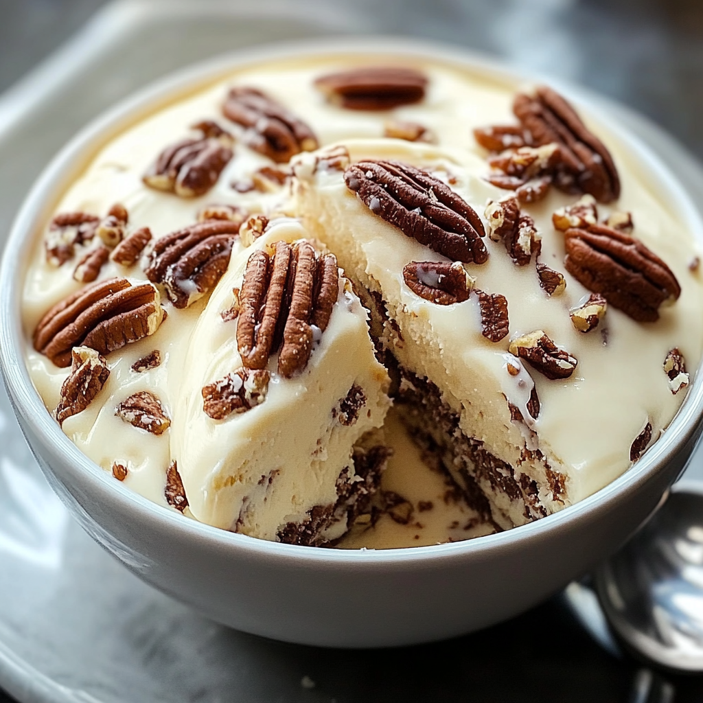 Recipe preparation for Creamy Butter Pecan Delight