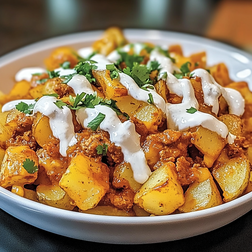 Recipe preparation for Cheesy Fiesta Potatoes Taco Bell