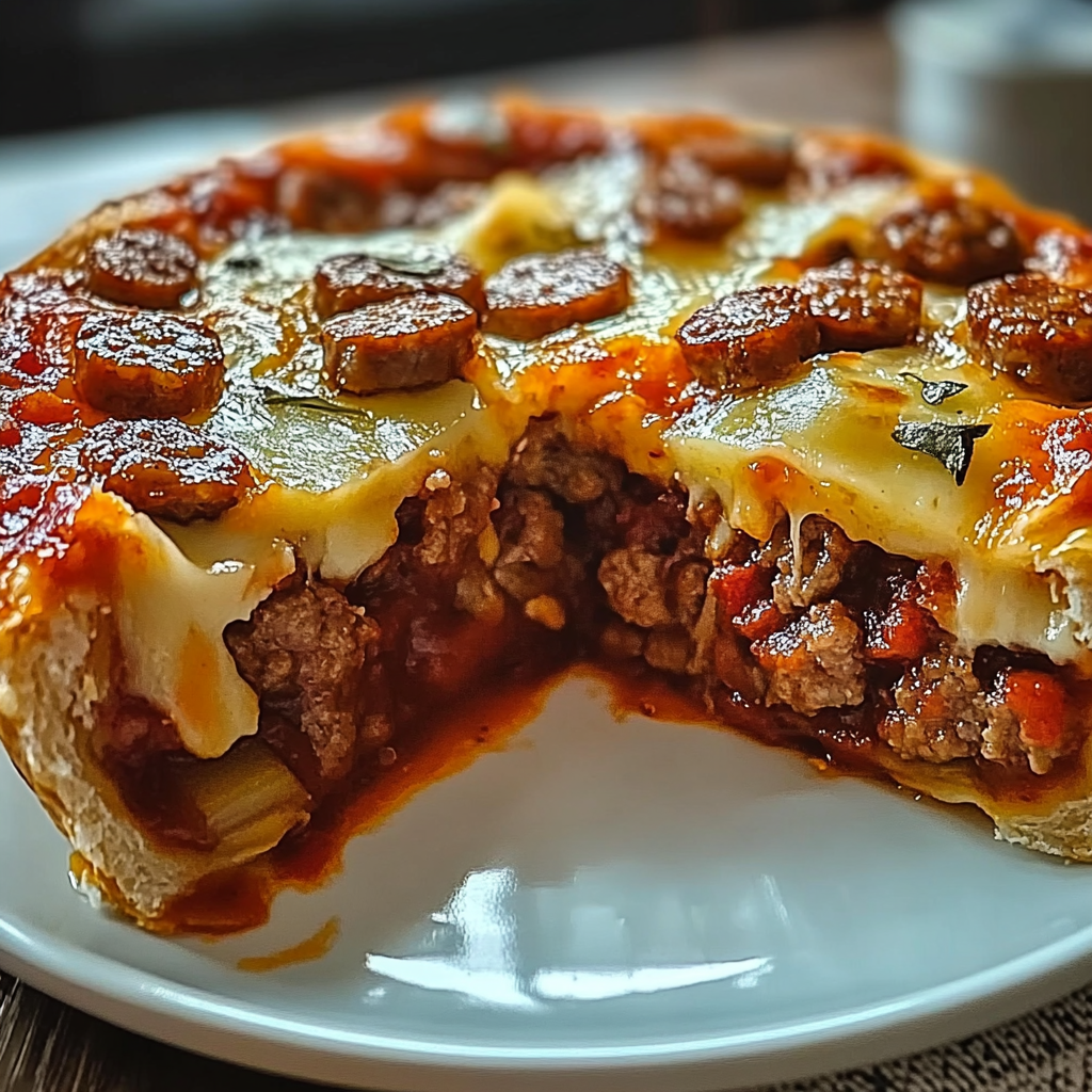 Recipe preparation for Deep Hamburger Sausage Pie