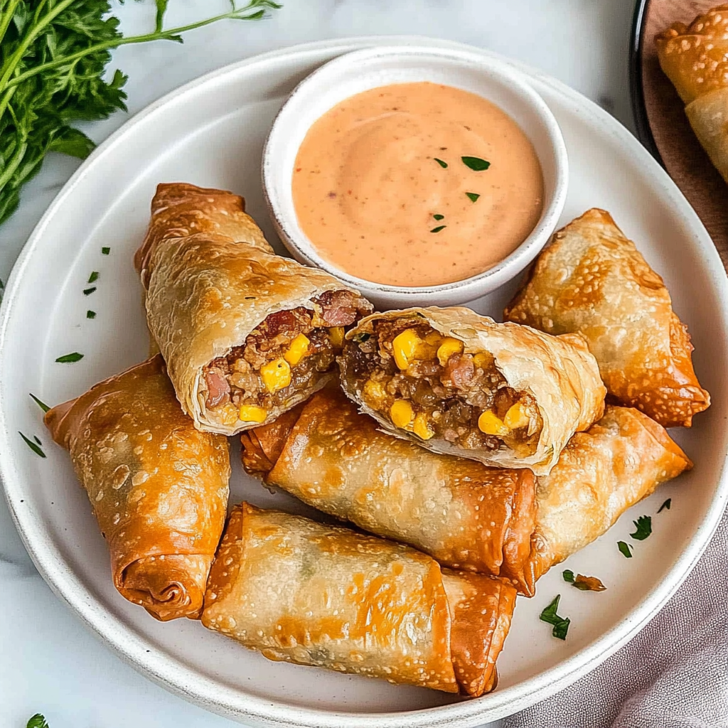 Recipe preparation for Cheeseburger Egg Rolls Perfection