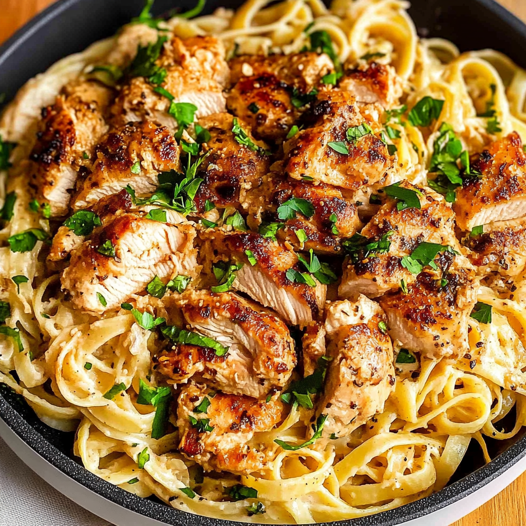 Recipe preparation for Spicy Cajun Chicken Linguine
