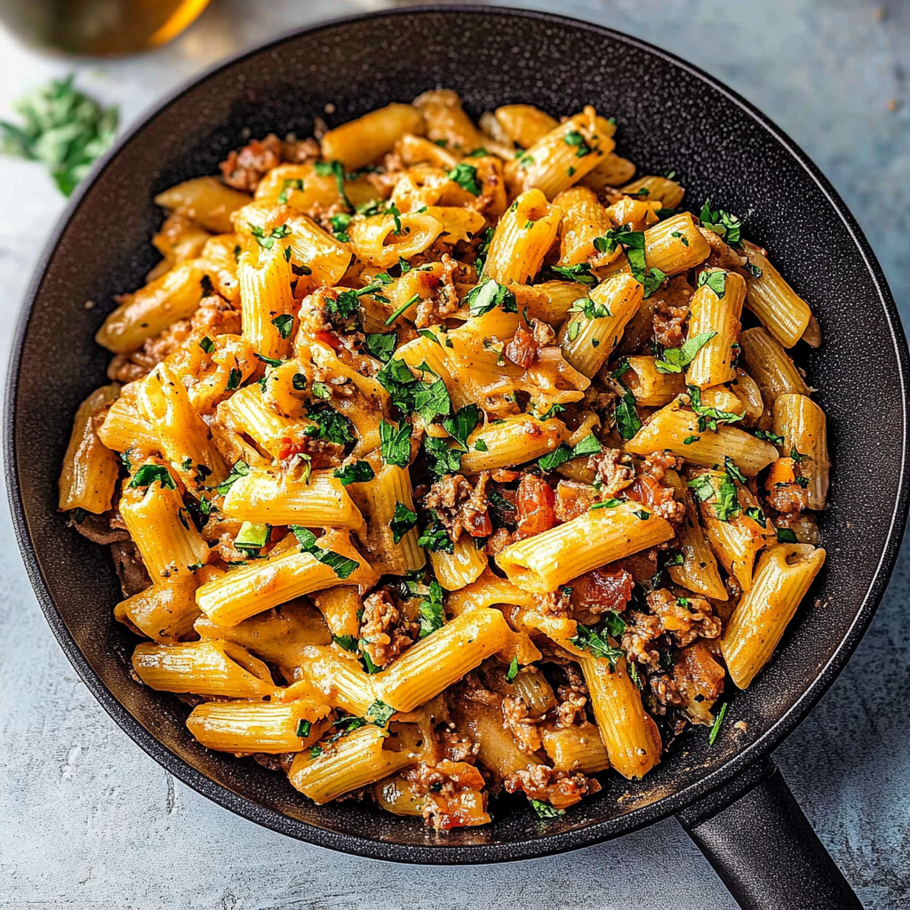 Recipe preparation for Creamy Instant Pot Taco Pasta