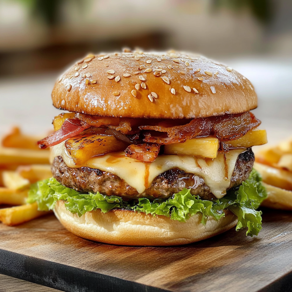 Recipe preparation for Pineapple Bacon Burger