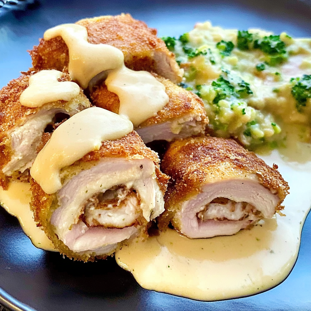 Recipe preparation for Chicken Cordon Bleu with Sauce