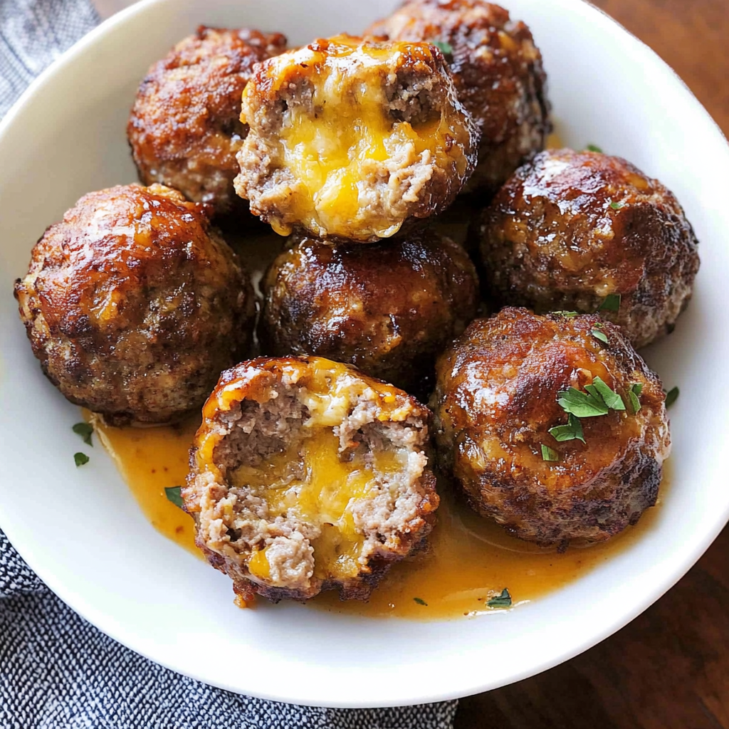 Recipe preparation for Smoked Cheese Stuffed Meatballs