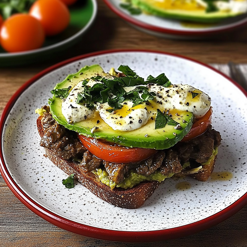Recipe preparation for Light Beef Avocado Toast