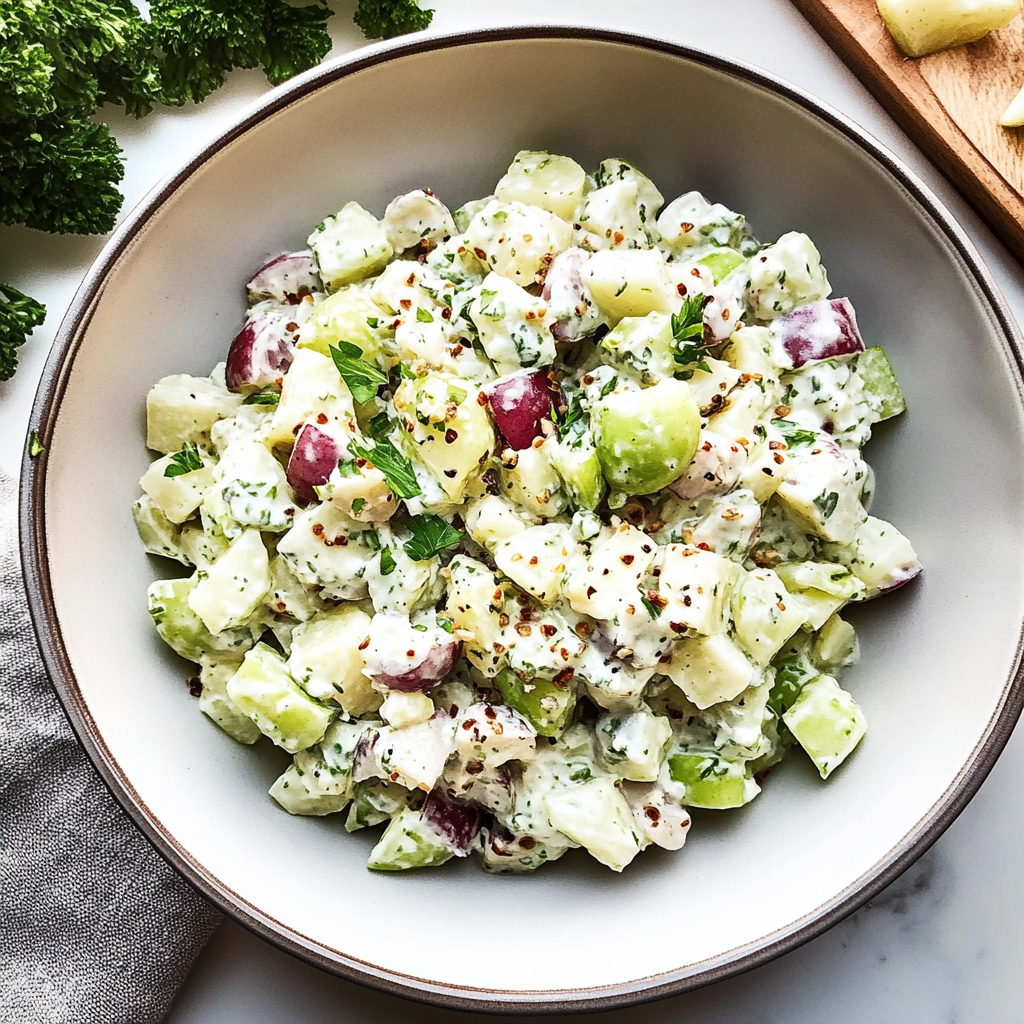 Recipe preparation for Light Potato Waldorf Salad