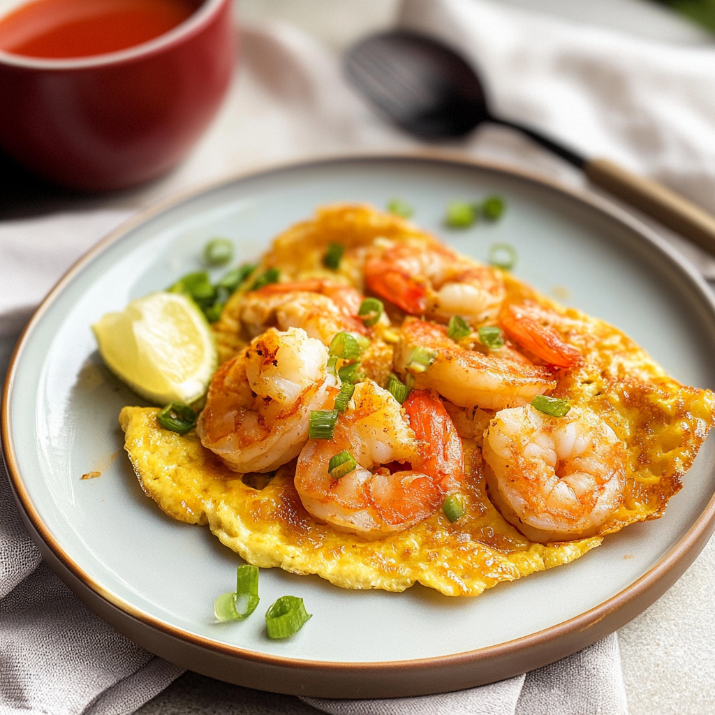 Recipe preparation for Shrimp Omelette