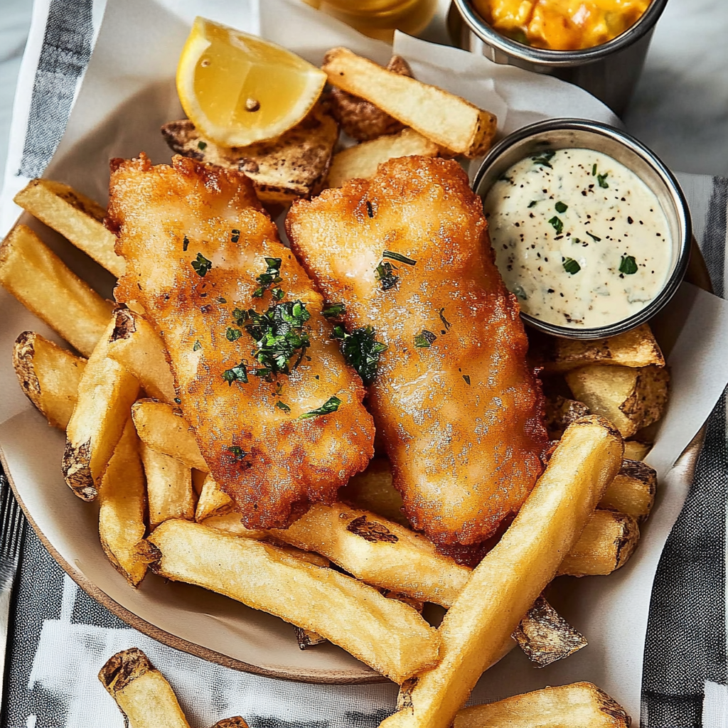 Recipe preparation for Sautéed Fish and Chips