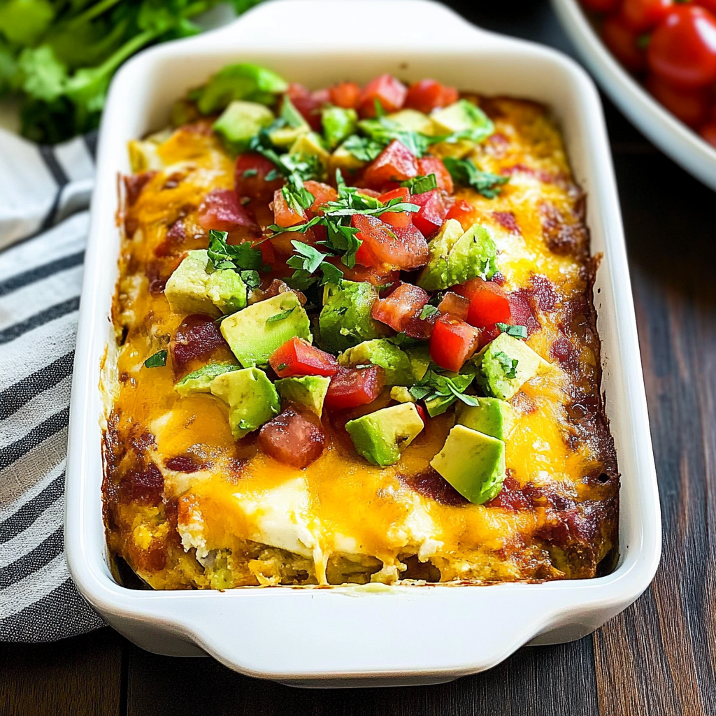 Recipe preparation for Avocado Breakfast Casserole