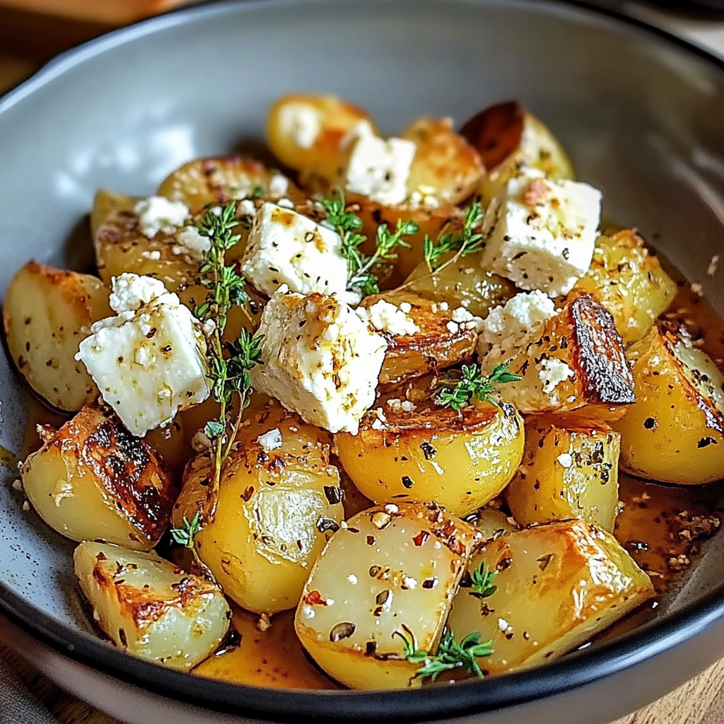 Recipe preparation for Roasted Potatoes and Baked Feta