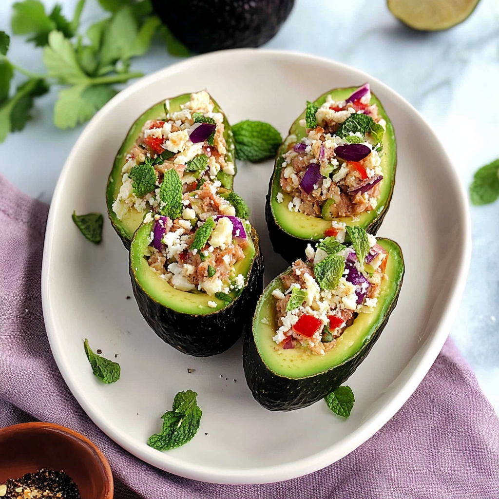 Recipe preparation for Protein-Packed Tuna Stuffed Avocados