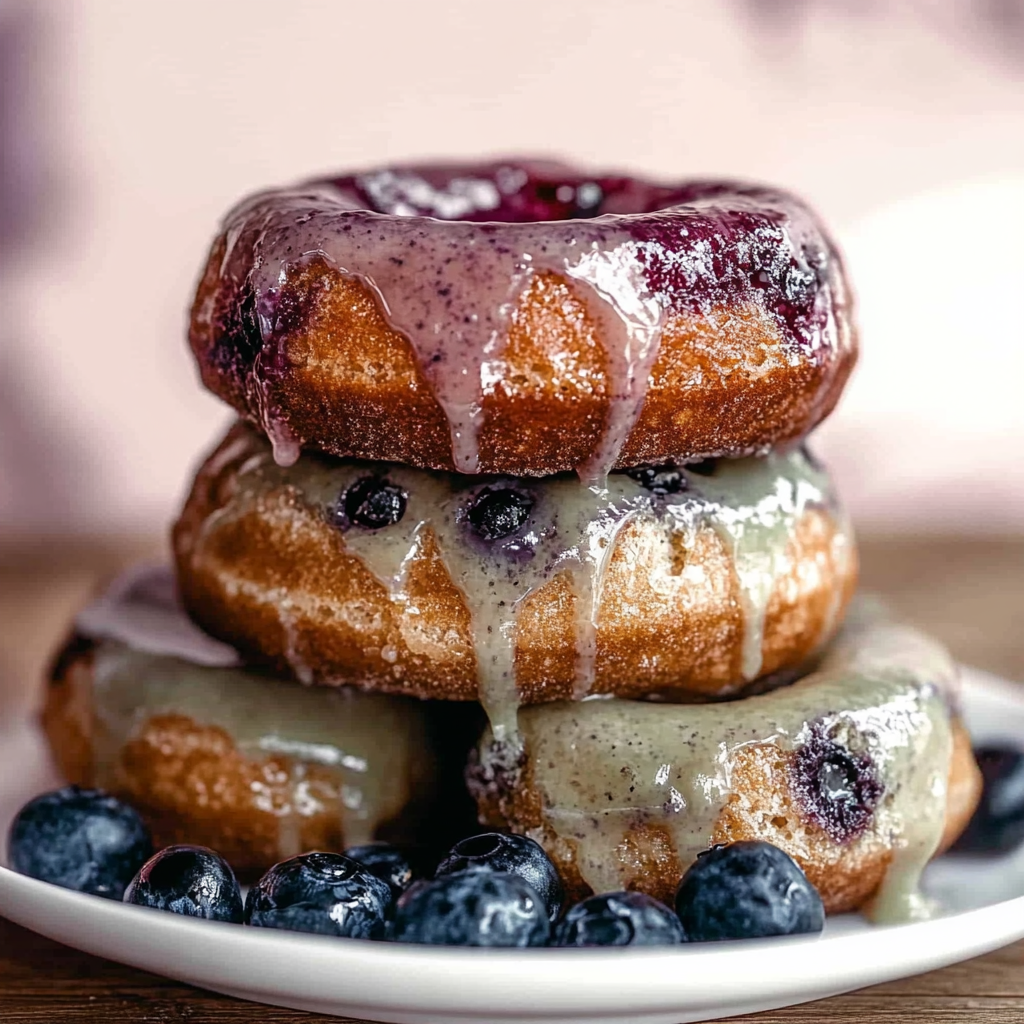 Recipe preparation for Blueberry Glazed Cake Donuts