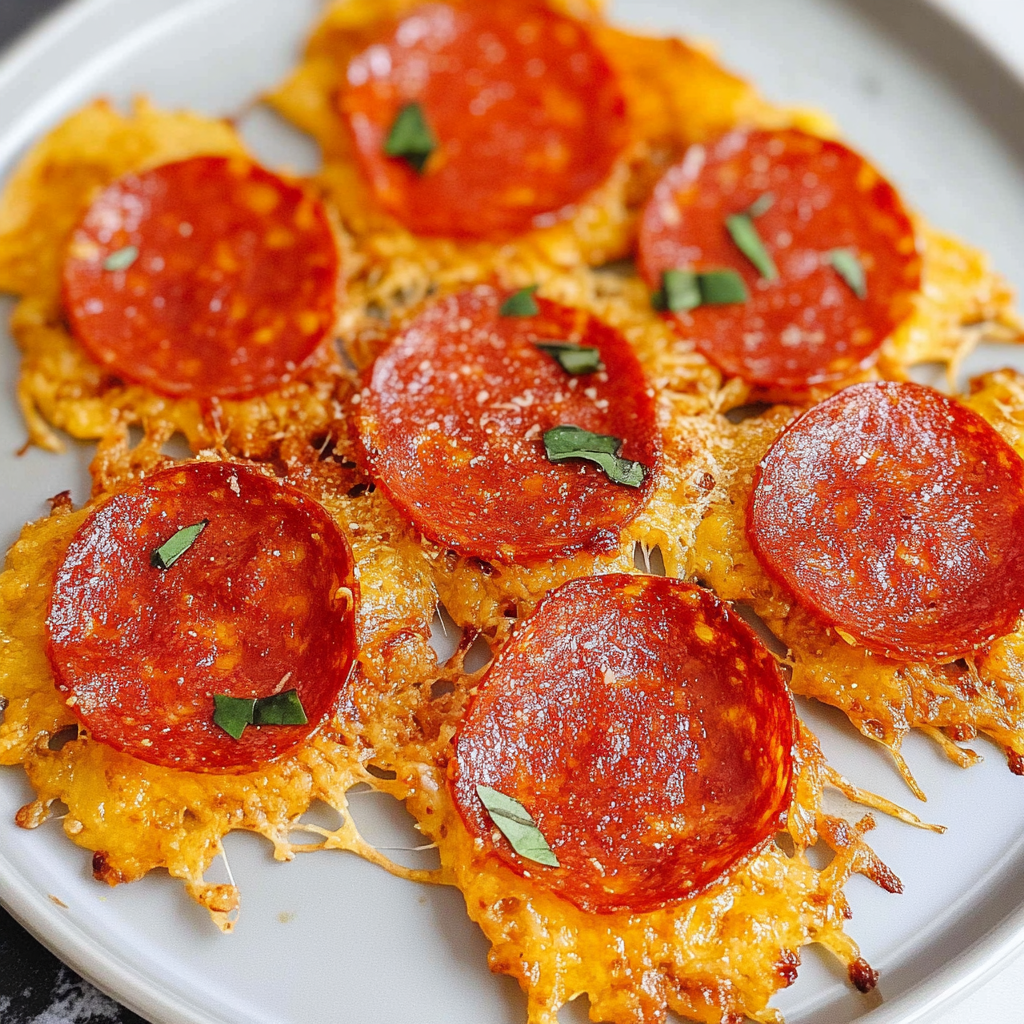 Recipe preparation for Pepperoni Cheese Crisps