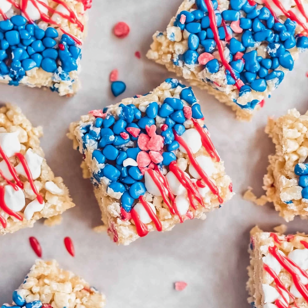 Recipe preparation for Red, White & Blue Rice Krispie Treats