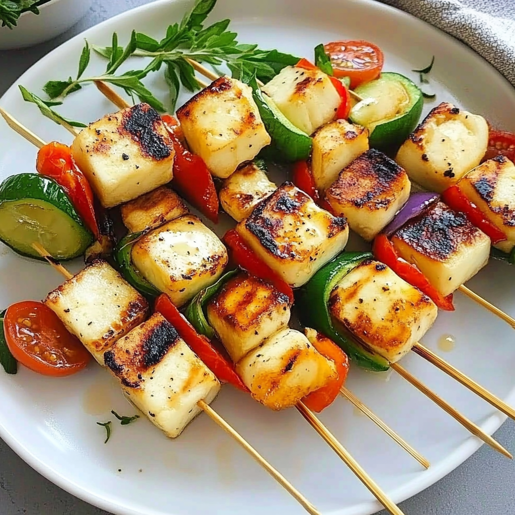 Recipe preparation for Grilled Halloumi Skewers