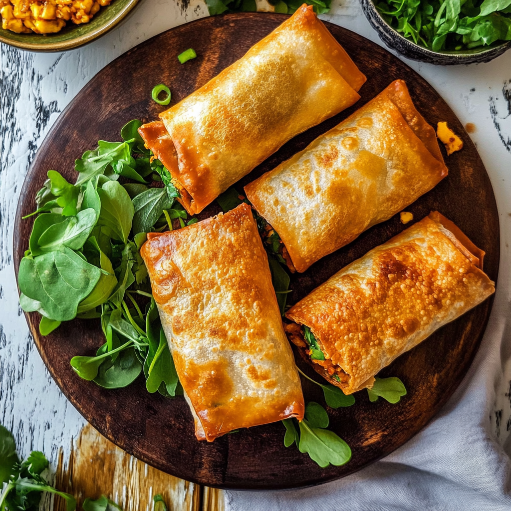 Recipe preparation for Crispy Nacho Egg Rolls