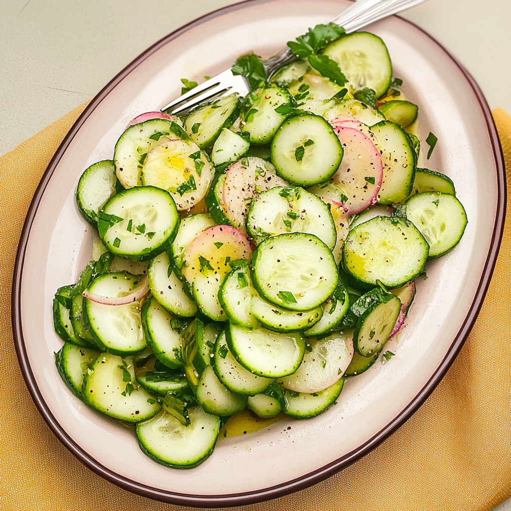 Recipe preparation for Low-Carb Cucumber Salad with Apple Cider Vinegar