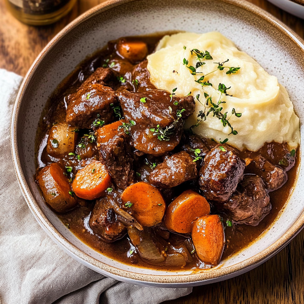 Recipe preparation for Classic Beef Bourguignon
