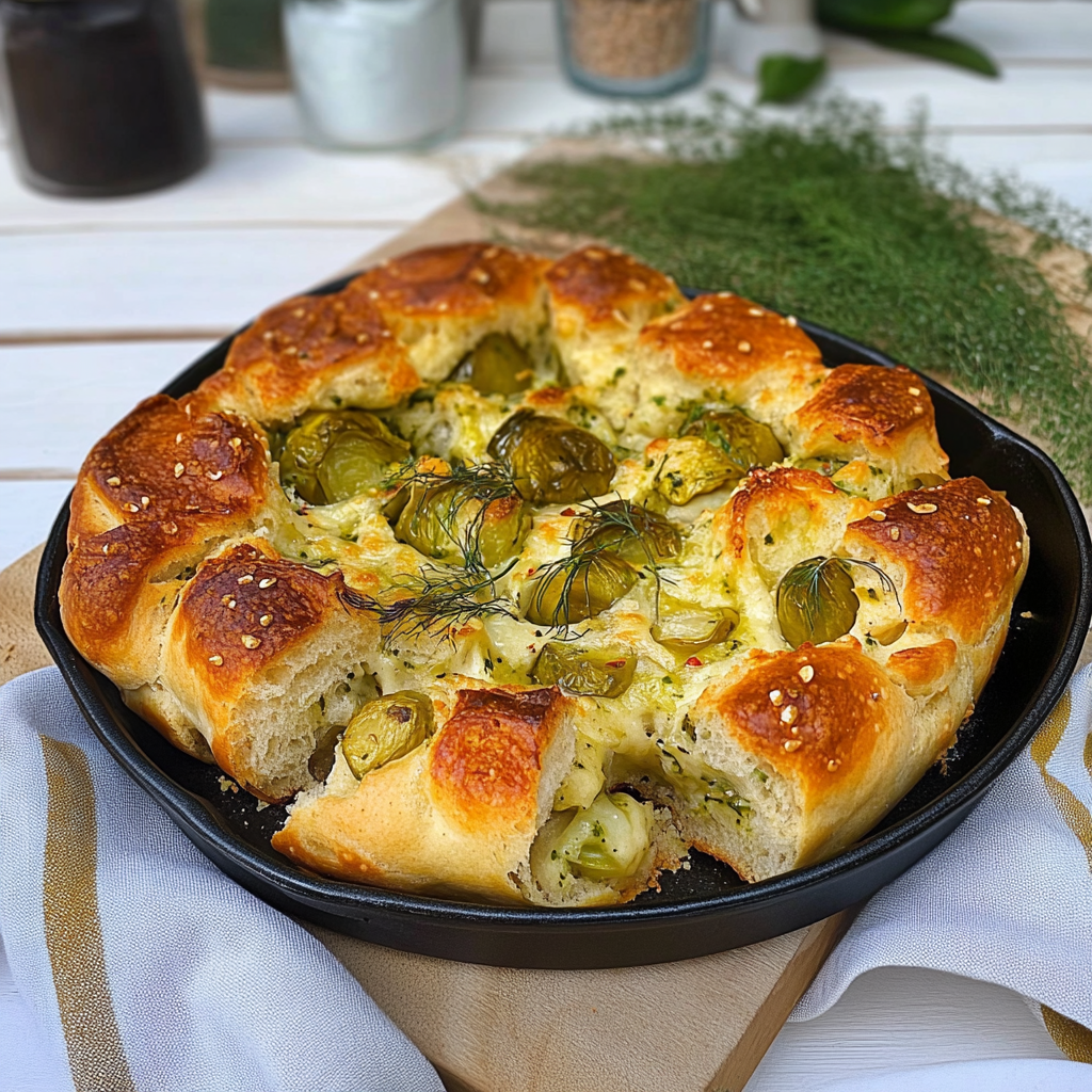 Recipe preparation for Dill Pickle Focaccia