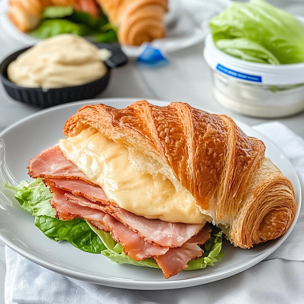 Recipe preparation for Turkey Croissant Sandwich