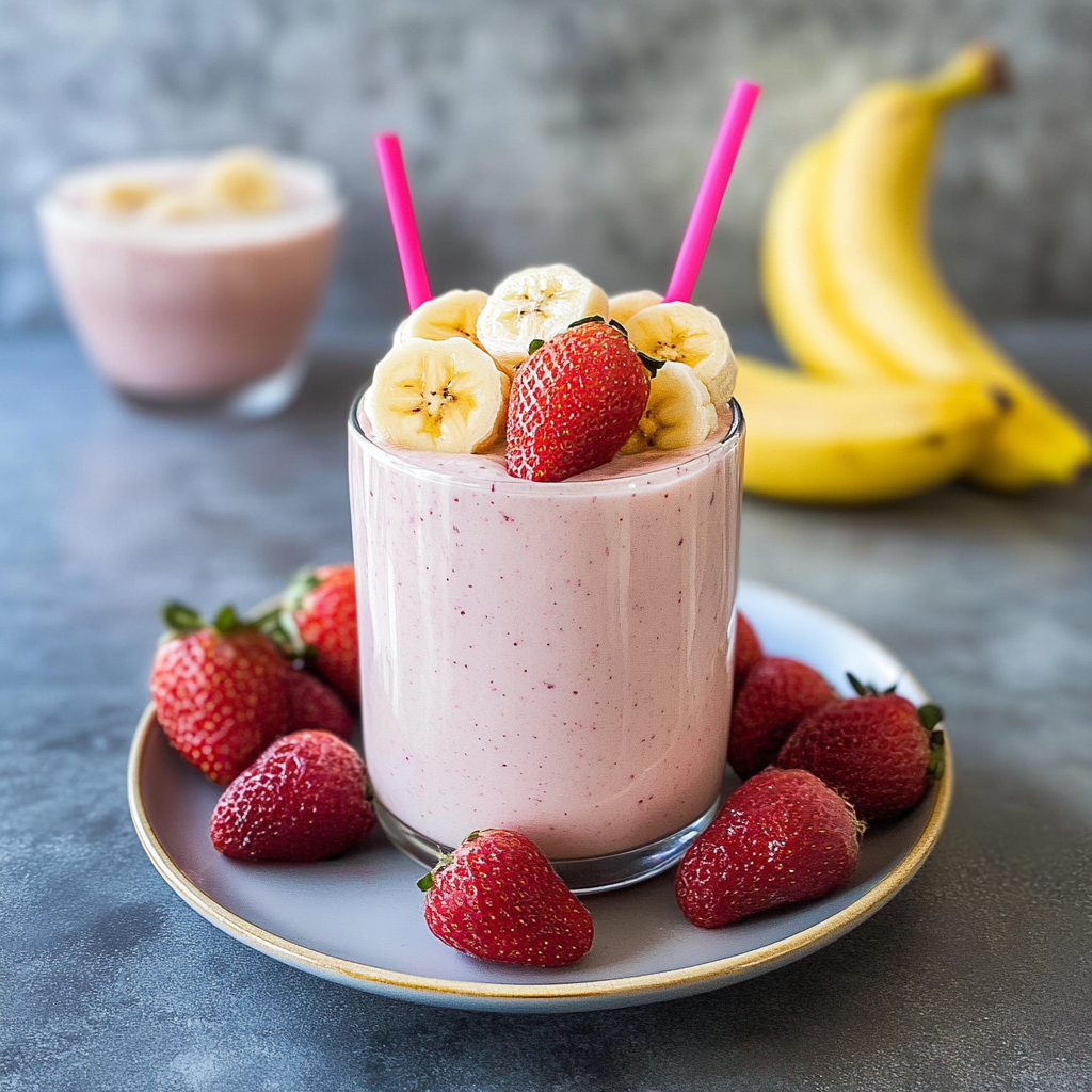 Recipe preparation for strawberry Banana Smoothie