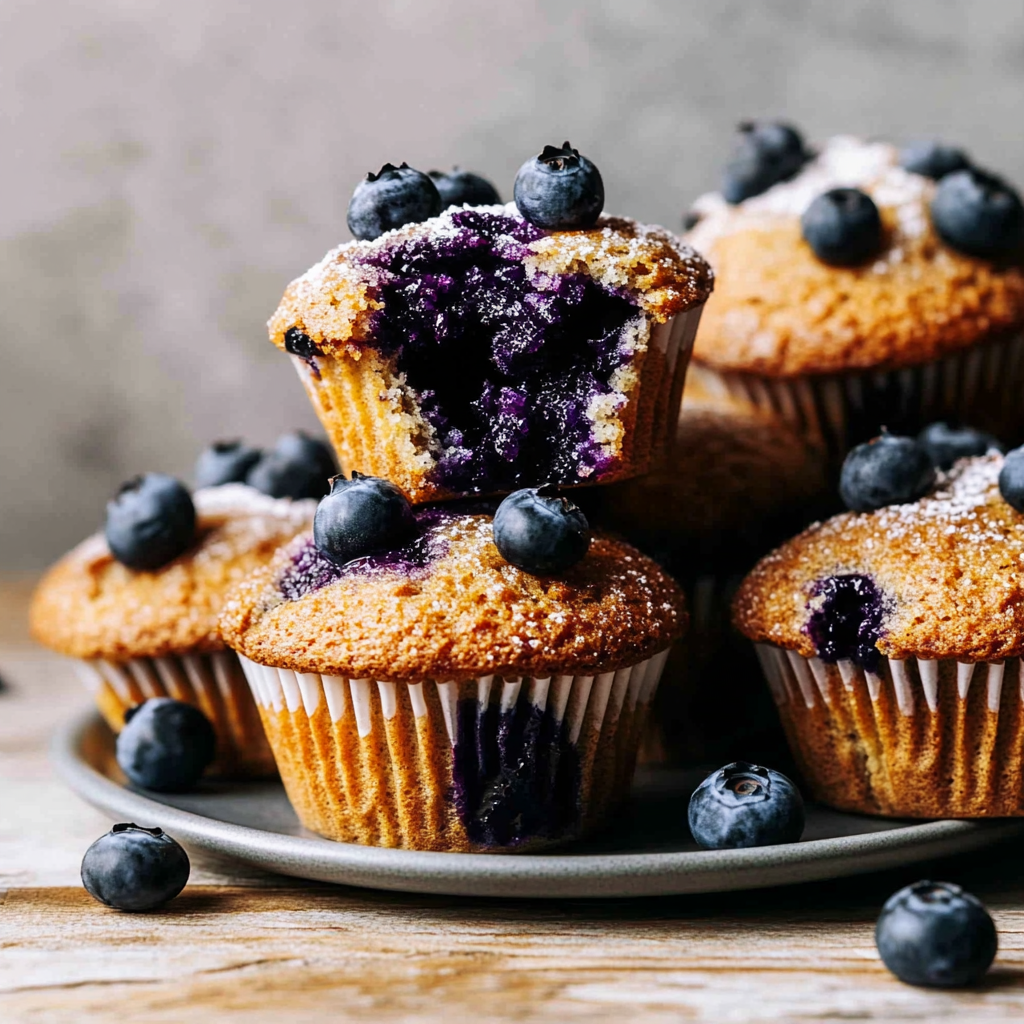 Recipe preparation for Cardamom-Spiced Blueberry Jam Muffins