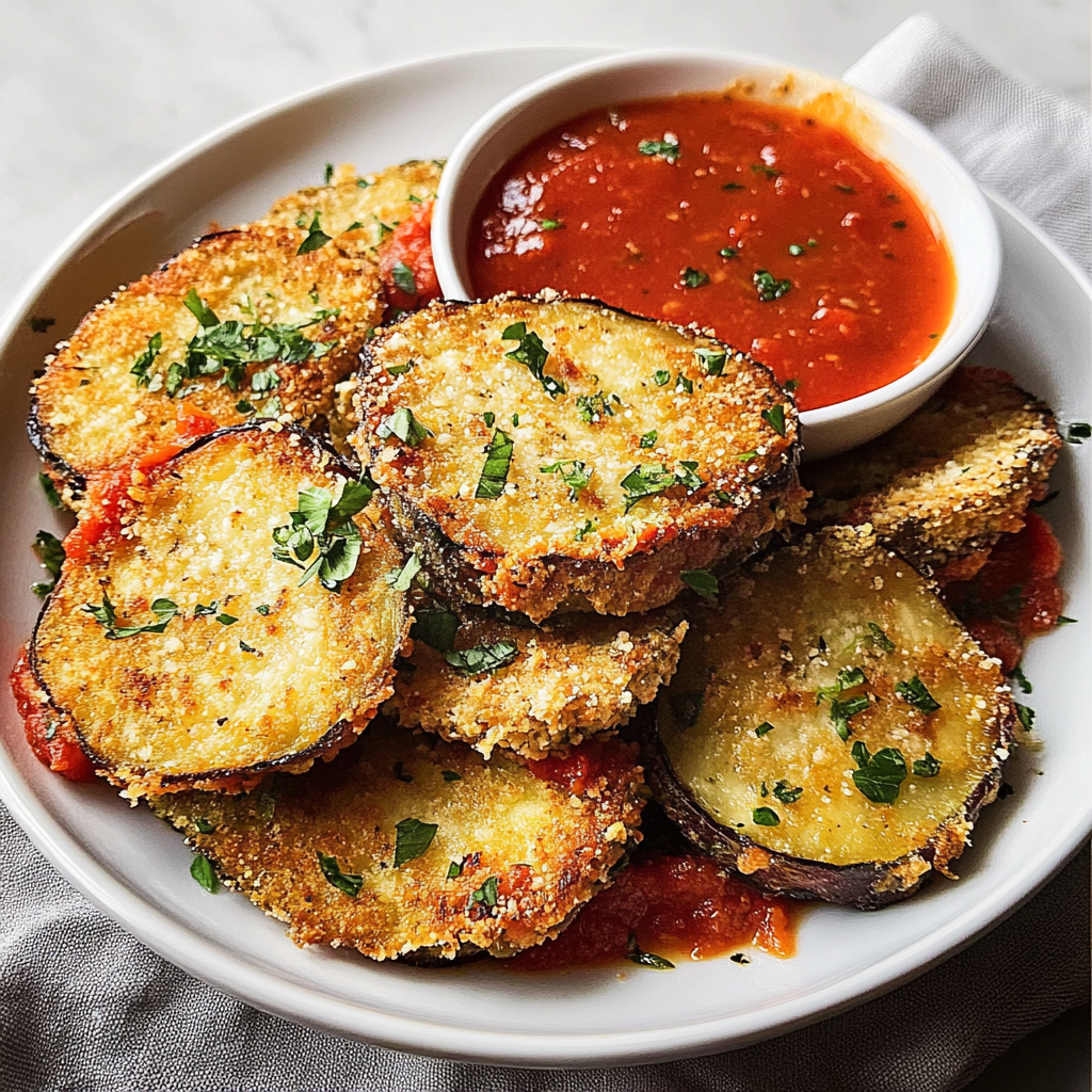 Recipe preparation for Deep-Fried Eggplant Parmesan
