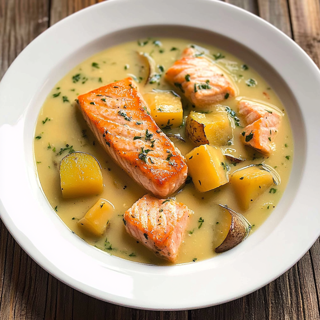 Recipe preparation for Quick Salmon Vegetable Soup
