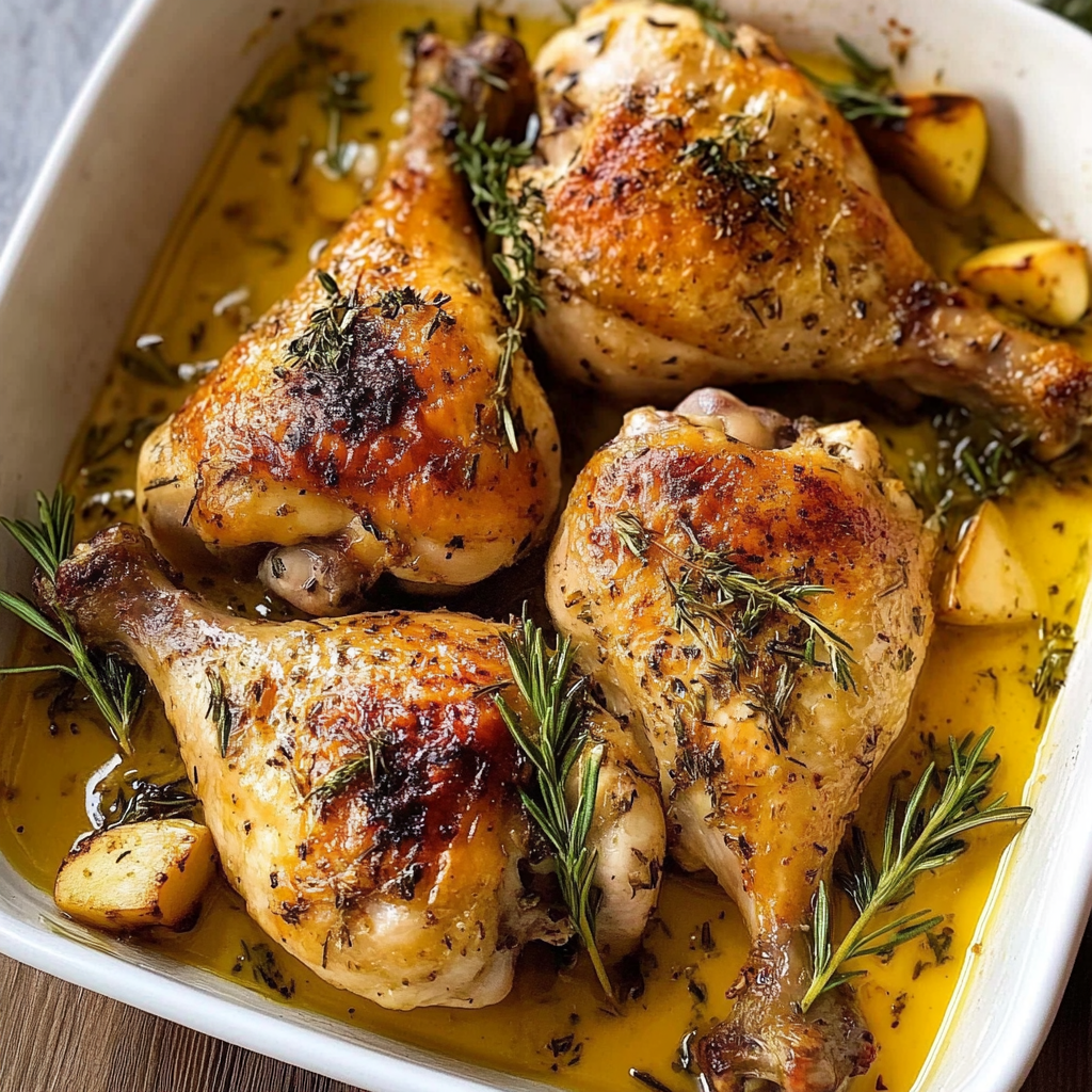 Recipe preparation for Garlic Herb Roasted Chicken Legs