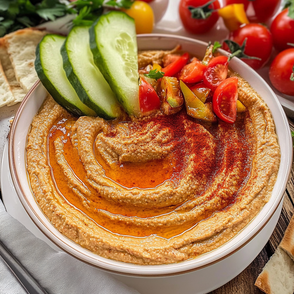 Recipe preparation for Roasted Red Pepper Hummus